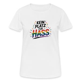 Pas de place pour la haine - Logo Cool Pride - T-shirt respirant Femme - blanc - Devant - AI Model Female 172 dark (172cm)