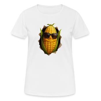 Mais - Frauen T-Shirt atmungsaktiv - Weiß - Vorne - AI Model Female 172 dark (172cm)