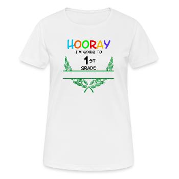 Hourra, je vais en CP - espace de noms** - T-shirt respirant Femme - blanc - Devant - AI Model Female 172 dark (172cm)