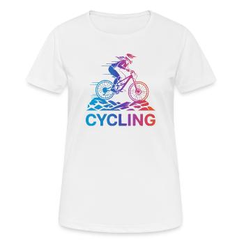 Cycliste en pente sur un sentier accidenté - T-shirt respirant Femme - blanc - Devant - AI Model Female 172 dark (172cm)