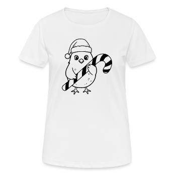 Oiseau de Noël mignon avec illustration de canne d’orge d’orge - T-shirt respirant Femme - blanc - Devant - AI Model Female 172 dark (172cm)