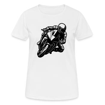 Motorrad Rennfahrer Schwarz-Weiß Design - Frauen T-Shirt atmungsaktiv - Weiß - Vorne - AI Model Female 172 dark (172cm)