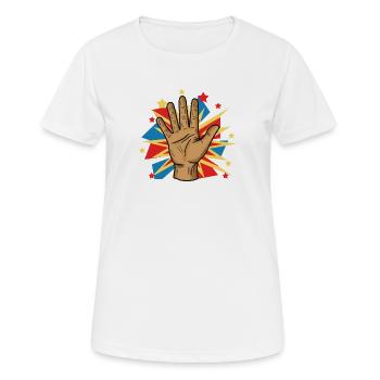 Comic hand with explosion burst - Women's Breathable T-Shirt - white - Front - AI Model Female 172 dark (172cm)