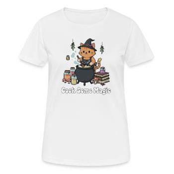 Katzenzauberer am Kessel - Frauen T-Shirt atmungsaktiv - Weiß - Vorne - AI Model Female 172 dark (172cm)