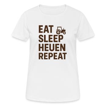 Eat Sleep Heuen Repeat Traktor Shirt - Frauen T-Shirt atmungsaktiv - Weiß - Vorne - AI Model Female 172 dark (172cm)