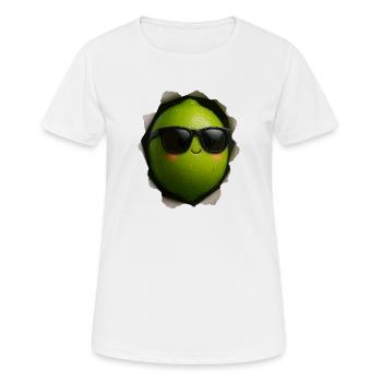 Limette mit Sonnenbrille Maskottchen - Frauen T-Shirt atmungsaktiv - Weiß - Vorne - AI Model Female 172 dark (172cm)