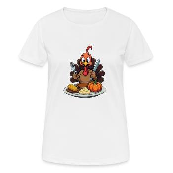 Thanksgiving Lustiger Thanksgiving Truthahn - Frauen T-Shirt atmungsaktiv - Weiß - Vorne - AI Model Female 172 dark (172cm)