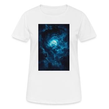 Blauer Himmel mit Mond im Sturm - Frauen T-Shirt atmungsaktiv - Weiß - Vorne - AI Model Female 172 dark (172cm)