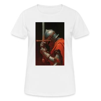 Mittelalterlicher Ritter mit dem Schwert - Frauen T-Shirt atmungsaktiv - Weiß - Vorne - AI Model Female 172 dark (172cm)