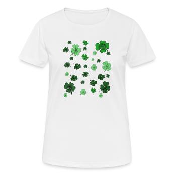 Kleeblatt Funkeln Muster - Frauen T-Shirt atmungsaktiv - Weiß - Vorne - AI Model Female 172 dark (172cm)