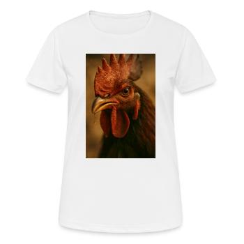 Nahaufnahme des Hahns mit Kamm - Frauen T-Shirt atmungsaktiv - Weiß - Vorne - AI Model Female 172 dark (172cm)
