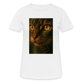 Katzenaugen schließen sich - Frauen T-Shirt atmungsaktiv - Weiß - Vorne - AI Model Female 172 dark (172cm)