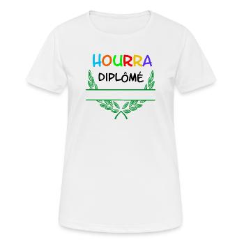 Hourra Diplôme – Espace de noms - T-shirt respirant Femme - blanc - Devant - AI Model Female 172 dark (172cm)