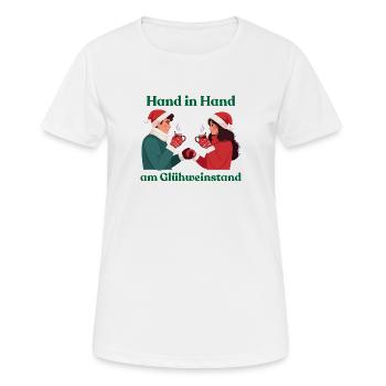 Main dans la main au stand de vin chaud Couple de vins chauds - T-shirt respirant Femme - blanc - Devant - AI Model Female 172 dark (172cm)