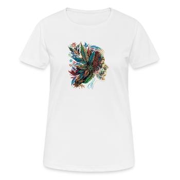 Psychedelische Blattensilhouette - Frauen T-Shirt atmungsaktiv - Weiß - Vorne - AI Model Female 172 dark (172cm)