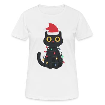 Black cat in the glow of lights - Women's Breathable T-Shirt - white - Front - AI Model Female 172 dark (172cm)