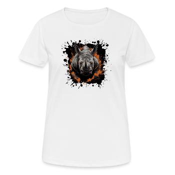 Éclaboussure de couleur animale rhinocéros - T-shirt respirant Femme - blanc - Devant - AI Model Female 172 dark (172cm)