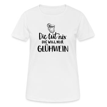 Mulled Wine Saying Humor - Women's Breathable T-Shirt - white - Front - AI Model Female 172 dark (172cm)