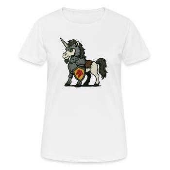 Ritter-Einhorn-Paladin mit Rüstung und Schild - Frauen T-Shirt atmungsaktiv - Weiß - Vorne - AI Model Female 172 dark (172cm)