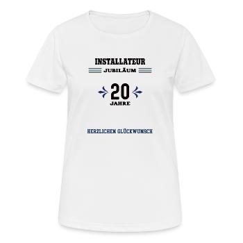 Installateur 20 ans vingt ans vingt ans vingt ans - T-shirt respirant Femme - blanc - Devant - AI Model Female 172 dark (172cm)