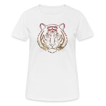 Metallischer Tiger Chrom rotorange - Frauen T-Shirt atmungsaktiv - Weiß - Vorne - AI Model Female 172 dark (172cm)