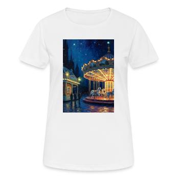 Carrousel nocturne sous la lueur des lumières - T-shirt respirant Femme - blanc - Devant - AI Model Female 172 dark (172cm)