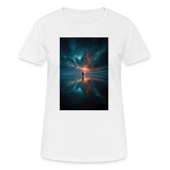Einsame Sonnenuntergangsspiegelungen an einem nebligen Ufer - Frauen T-Shirt atmungsaktiv - Weiß - Vorne - AI Model Female 172 dark (172cm)
