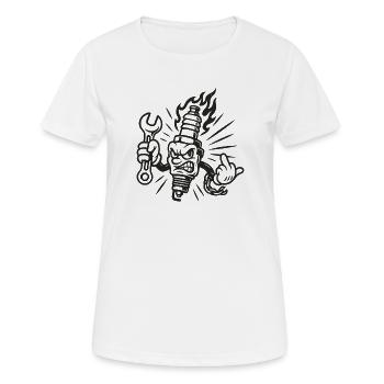 Bad Spark – Cheeky spark plug with screw connections - Women's Breathable T-Shirt - white - Front - AI Model Female 172 dark (172cm)