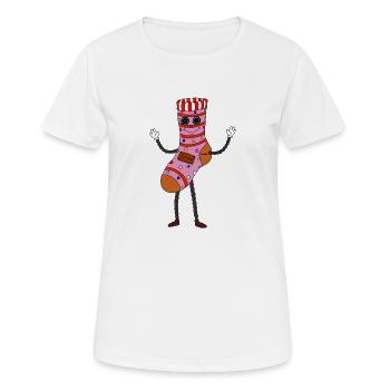 Figurine chaussette pailletée - T-shirt respirant Femme - blanc - Devant - AI Model Female 172 dark (172cm)