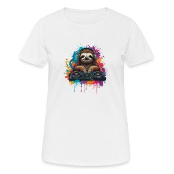 Faultier am Mischpult - Frauen T-Shirt atmungsaktiv - Weiß - Vorne - AI Model Female 172 dark (172cm)