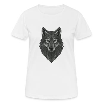 Tête de loup gris géométrique - T-shirt respirant Femme - blanc - Devant - AI Model Female 172 dark (172cm)