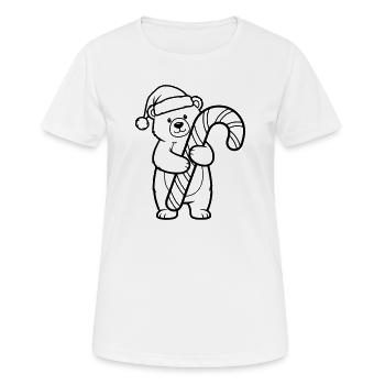 Petit ours de Noël mignon avec une canne d’orge d’orge - T-shirt respirant Femme - blanc - Devant - AI Model Female 172 dark (172cm)