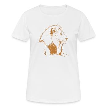 Bronzener Löwe Linienillustration - Frauen T-Shirt atmungsaktiv - Weiß - Vorne - AI Model Female 172 dark (172cm)