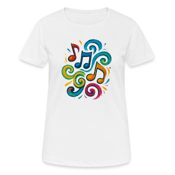 Bunte Musiknoten - Frauen T-Shirt atmungsaktiv - Weiß - Vorne - AI Model Female 172 dark (172cm)