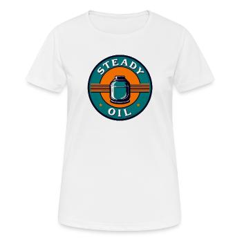 Emblème rétro Steady Oil - T-shirt respirant Femme - blanc - Devant - AI Model Female 172 dark (172cm)