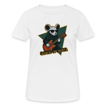 Mouse with Guitar Cool Cartoon - Women's Breathable T-Shirt - white - Front - AI Model Female 172 dark (172cm)