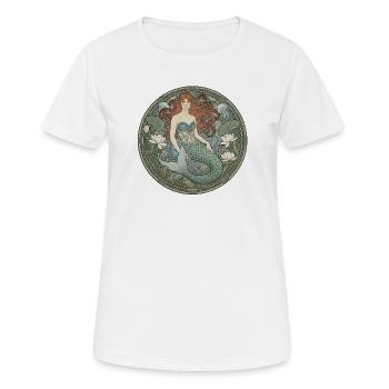 Sirène dans le cercle Art nouveau - T-shirt respirant Femme - blanc - Devant - AI Model Female 172 dark (172cm)
