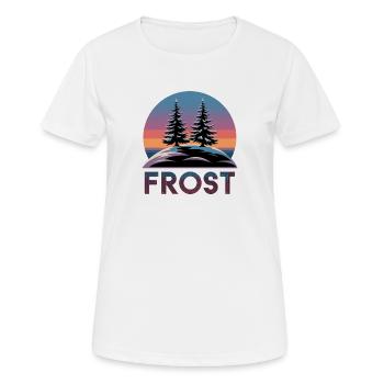  Frost Winterwald Retro Sonnenuntergang mit Tannen - Frauen T-Shirt atmungsaktiv - Weiß - Vorne - AI Model Female 172 dark (172cm)