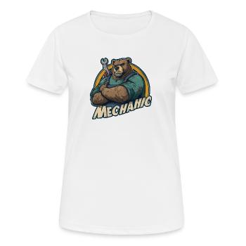 Mechaniker Bär Starkes Werkstatt Motiv - Frauen T-Shirt atmungsaktiv - Weiß - Vorne - AI Model Female 172 dark (172cm)