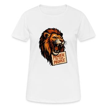Löwenkraft Plakat Slogan - Frauen T-Shirt atmungsaktiv - Weiß - Vorne - AI Model Female 172 dark (172cm)