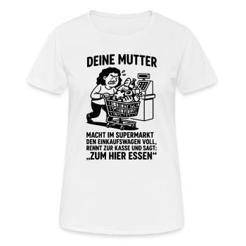supermarkt kasse deine mutter witz - Frauen T-Shirt atmungsaktiv - Weiß - Vorne - AI Model Female 172 dark (172cm)