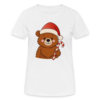 Petit ours de Noël mignon avec une canne d’orge d’orge - T-shirt respirant Femme - blanc - Devant - AI Model Female 172 dark (172cm)