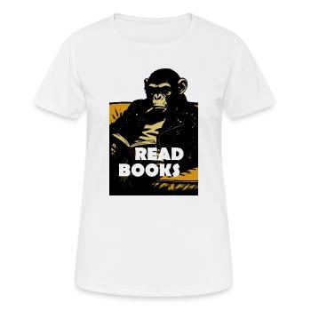 Chimp is reading books - Women's Breathable T-Shirt - white - Front - AI Model Female 172 dark (172cm)