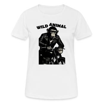 Chimp Biker Rebel on Midnight Bike - Women's Breathable T-Shirt - white - Front - AI Model Female 172 dark (172cm)