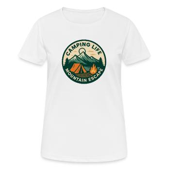 Bergcamping-Ausflug - Frauen T-Shirt atmungsaktiv - Weiß - Vorne - AI Model Female 172 dark (172cm)
