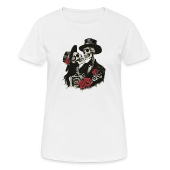 Gothic Skeleton Couple mit Rosen - Frauen T-Shirt atmungsaktiv - Weiß - Vorne - AI Model Female 172 dark (172cm)