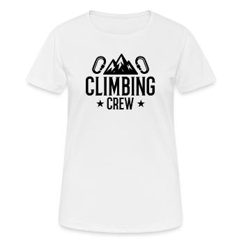 Climbing Crew Berge Karabiner - Frauen T-Shirt atmungsaktiv - Weiß - Vorne - AI Model Female 172 dark (172cm)