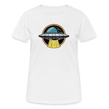 UFO-Lichtstrahl Cartoon - Frauen T-Shirt atmungsaktiv - Weiß - Vorne - AI Model Female 172 dark (172cm)