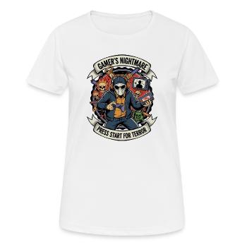 Gamer Press Start Terror - Women's Breathable T-Shirt - white - Front - AI Model Female 172 dark (172cm)