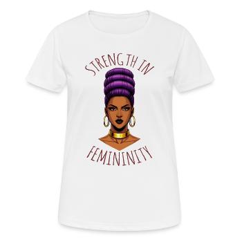 Strength in Femininity – Female Empowerment Art - Frauen T-Shirt atmungsaktiv - Weiß - Vorne - AI Model Female 172 dark (172cm)